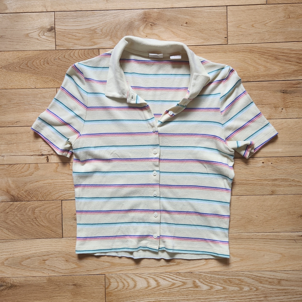 Levi's Cropped Striped Polo Shirt - Butter Yellow